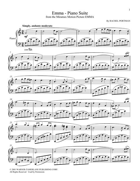 Rachel Portman - Emma - Piano Suite sheet music