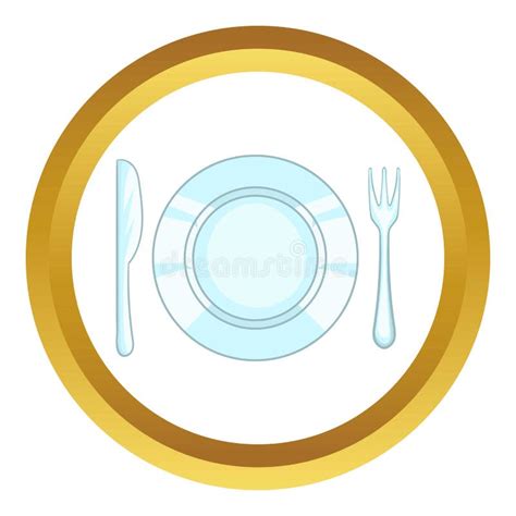 Plate with Knife and Fork Icon Stock Illustration - Illustration of ...