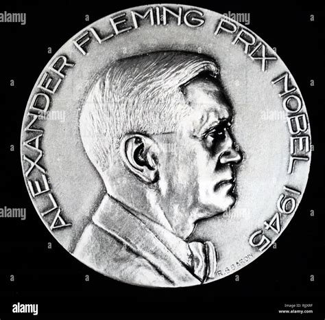 A medal commemorating Alexander Fleming's Nobel Prize win in 1945. Alexander Fleming (1881-1955 ...