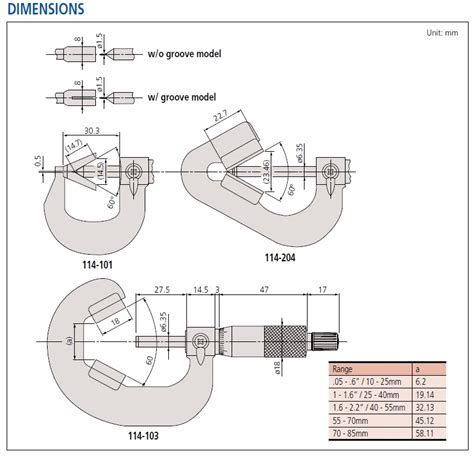 Mitutoyo - V-Anvil Micrometers - 114 Series | Judge Tool & Gage