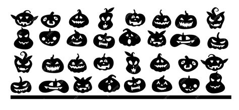 Premium Vector | Pumpkin face element set silhouette vector spooky