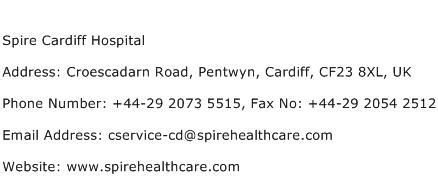 Spire Cardiff Hospital Address, Contact Number of Spire Cardiff Hospital