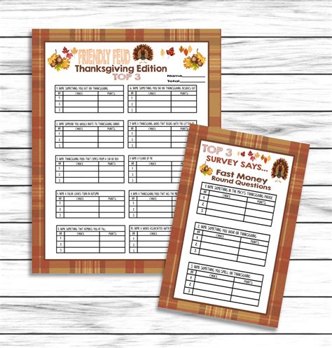 Thanksgiving Friendsgiving Party Family Feud Game, Printable Kids Acti ...