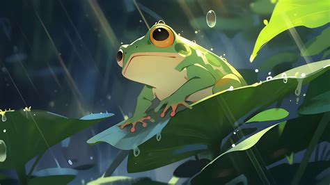 Green Toad on a Leaf Desktop Wallpaper - Cool Frog Wallpaper 4K