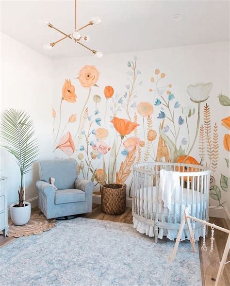 Wildflower Mural | 1000 | Baby room decor, Kids room murals, Baby girl nursery room