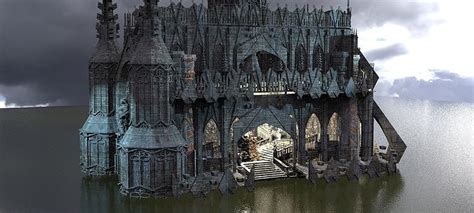 Dark Gothic Cathedral Dagon Architecture with interior 1 3D model ...