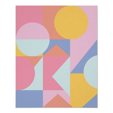 Cute Colorful Geometric Shapes Collage Artwork Poster #geometric # ...