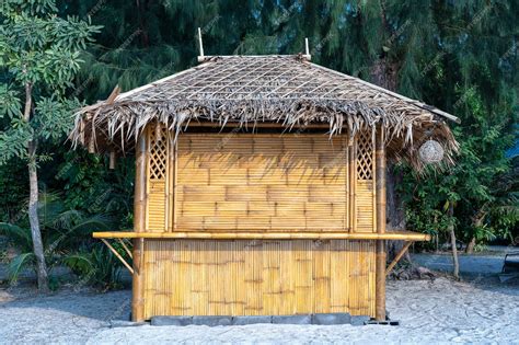 Premium Photo | Bamboo hut on the tropical sand beach in island Koh Phangan, Thailand, close up