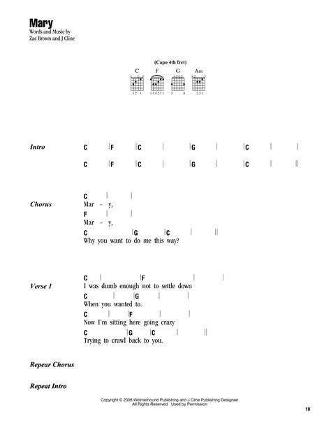 Mary by Zac Brown Band - Guitar Chords/Lyrics - Guitar Instructor