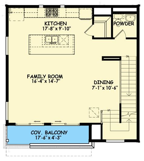 Three-Story Contemporary Home Plan with Covered Balcony - 1851 SQ Ft ...