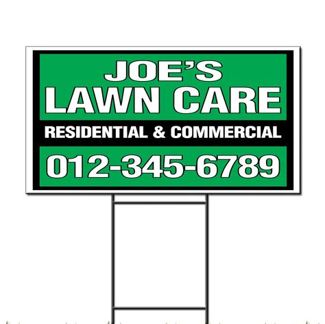 Joe'S Lawn Care Residential Commercial Custom Corrugated Plastic Yard Sign