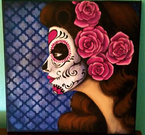 Day of the Dead, Dia De Los Muertos, acrylic paint on canvas. | Acrylic painting canvas, Cool ...