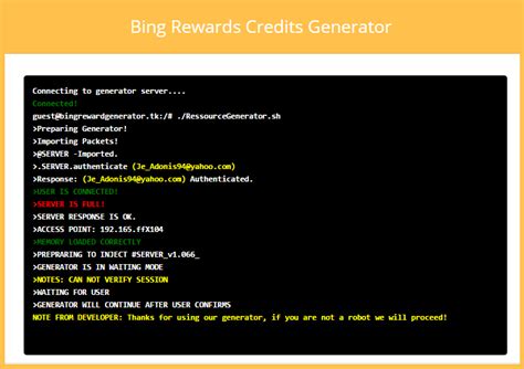 Hello. Bing Rewards Credits Generator is unique kind of program in ...