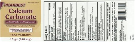 Calcium Carbonate (Antacid) (tablet) Pharbest Pharmaceuticals Inc.