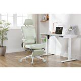 Hforesty Foldable Office Chair with Footrest,Green Ergonomic Mesh ...