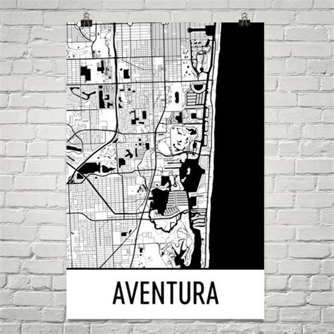 Aventura Map Aventura Art Aventura Print Aventura FL - Etsy