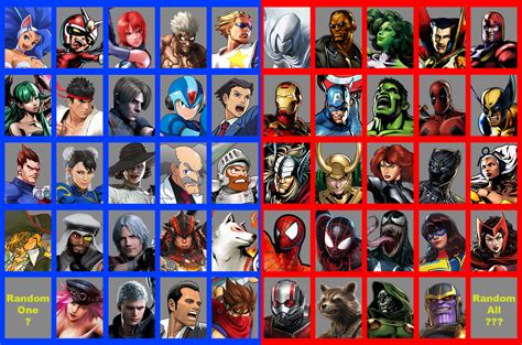 Fan made Marvel vs. Capcom 4 (or 5) roster by PlatypusBoy09 on DeviantArt