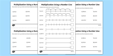 Number Line Multiplication Worksheet - Primary Resources