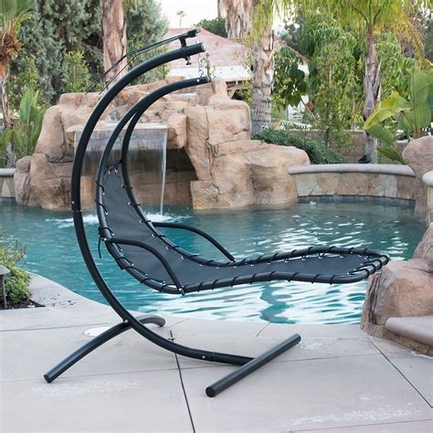 Hanging Chaise Lounge Chair Hammock Swing Canopy Glider Outdoor Patio ...