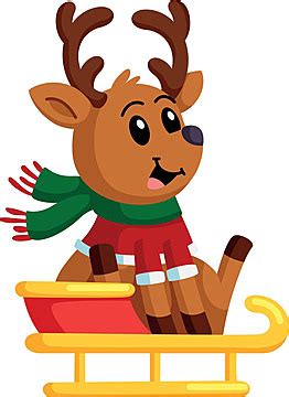 Deer Riding Sled Cartoon Winter Baby Animal Celebration Claus Deer ...