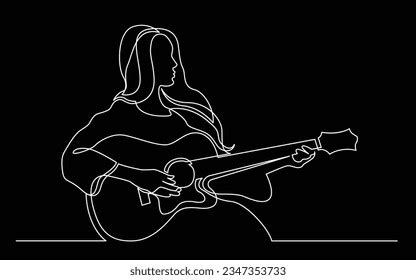 Continuous Line Drawing Girl Playing Acoustic Stock Vector (Royalty Free) 2347353733 | Shutterstock