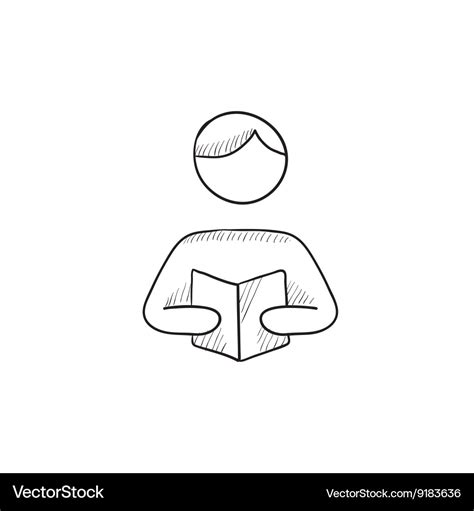 Man reading book sketch icon Royalty Free Vector Image