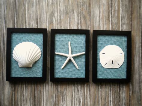 Cottage Chic Set of Beach Wall Art Art Sea Shells Home | Etsy