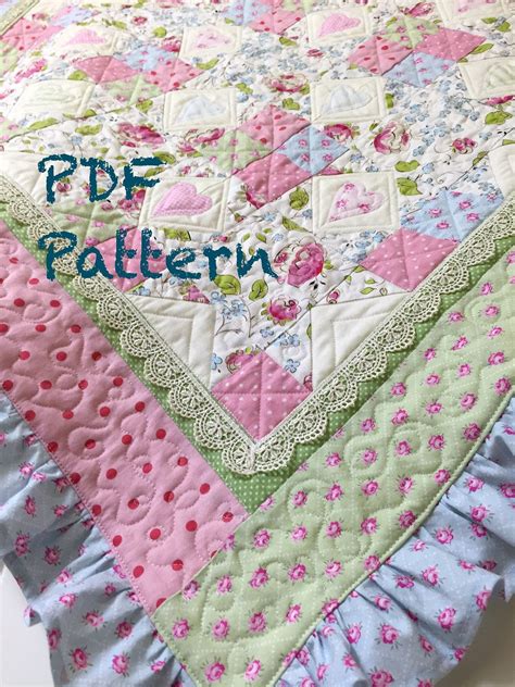 Ruffle Baby Quilt Pattern, Lace Quilt Pattern, Baby Blanket Pattern, Baby Girl Quilt Pattern ...