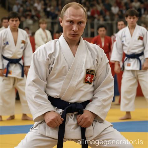 Determined Teenage Vladimir Putin Judo Match | AI Image Generator