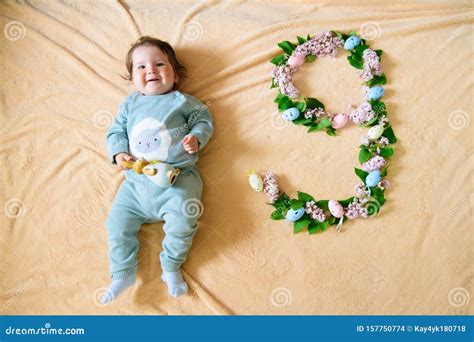 9 Months Old Baby. Happy, Nine Months Old Baby Crawling on Carpet at Home Stock Photo - Image of ...