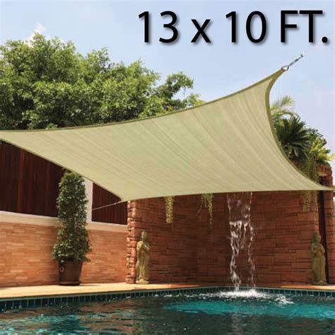 10 x 13' FT Feet Rectangle UV Heavy Duty Sun Shade Sail Patio Cover ...