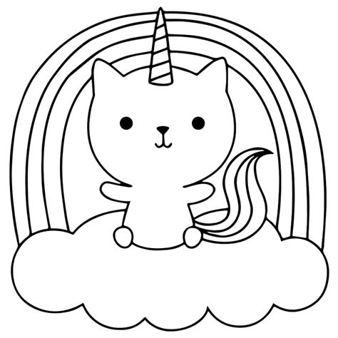 Unicorn Kitty Coloring Page - Free Printable Coloring Pages for Kids