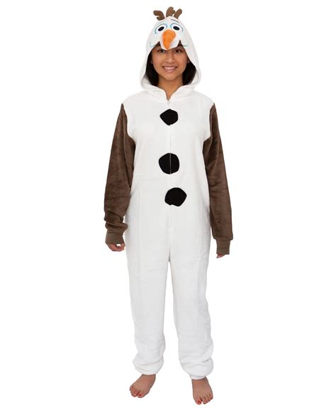 Disney Frozen Olaf Adult Cosplay Costume Plush Pajama One-Piece Union ...