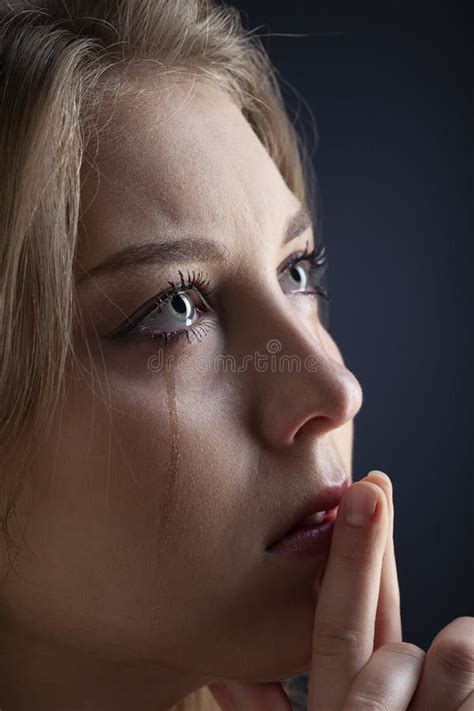 Close Up of Crying Young White Man Looking Down, Horizontal Stock Image ...