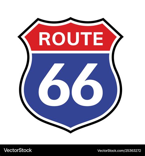 66 route sign icon road 66 highway Royalty Free Vector Image