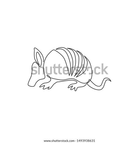 One Continuous Line Drawing Cute Armadillo Stock Vector (Royalty Free ...