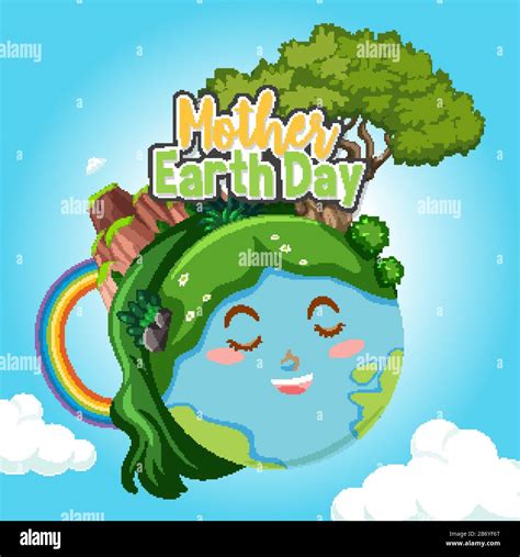 Poster design for mother earth day with happy earth in background illustration Stock Vector ...