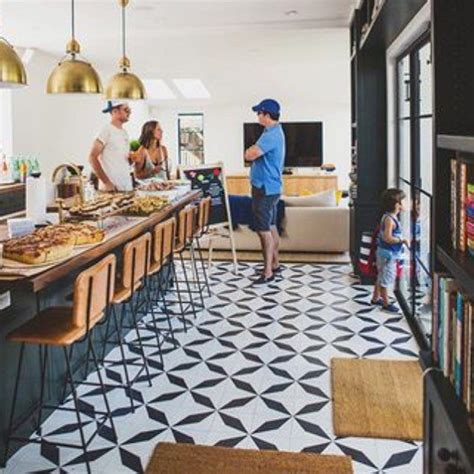 Black and white tile floor inspiration | White kitchen tiles, White ...