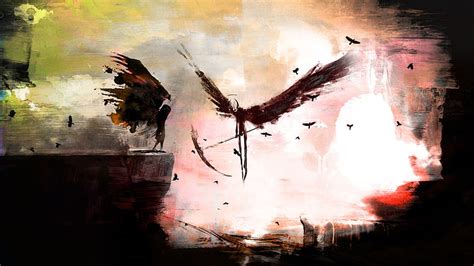 HD wallpaper: brown bird abstract painting, death, wings, fantasy art ...