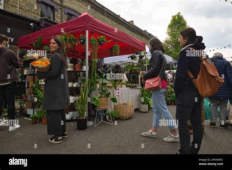 London, UK. 2nd May, 2021. Chiswick's monthly Sunday flower market ...