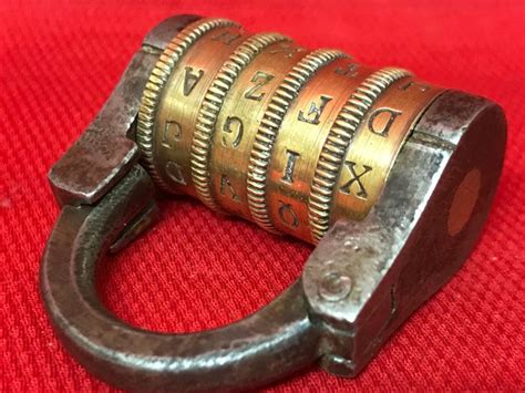 Antique combination lock, cryptex type - iron and brass - England - 19th century - Catawiki