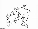 Two Cute Dolphins coloring Page sketch template