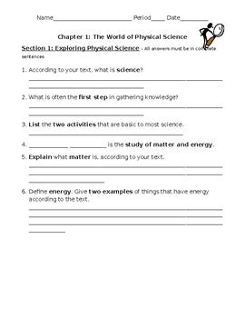 Intro To Physical Science Worksheet by Mr Marx Online Classroom | TPT