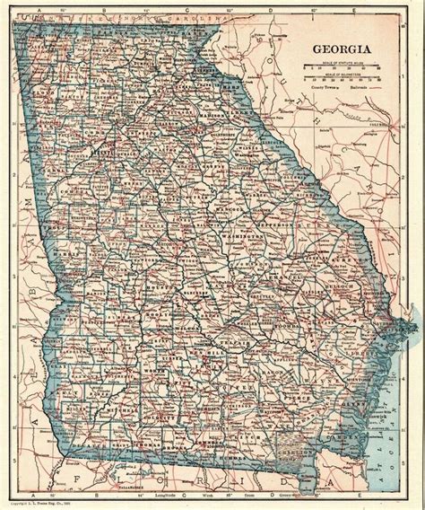 1921 Antique Map of GEORGIA Vintage Georgia State Map Gallery Wall Art ...