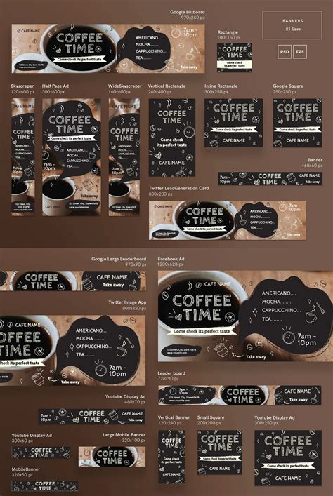 Coffee Cafe Banner Pack Template EPS, PSD | Coffee cafe, Banner, Cafe