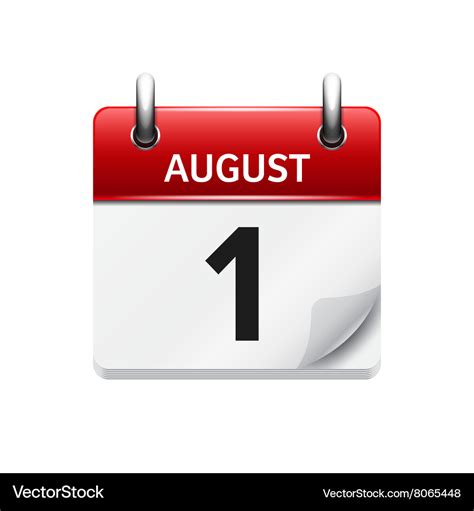 August 1 flat daily calendar icon date Royalty Free Vector