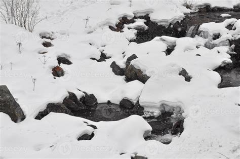 snow melting in water 6600273 Stock Photo at Vecteezy