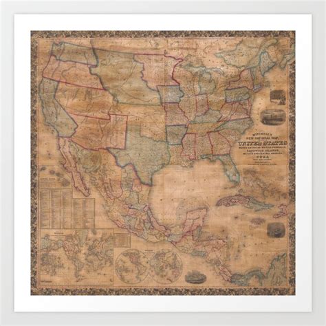 Vintage Map of the United States Art Print by retroartfunkpop | Society6