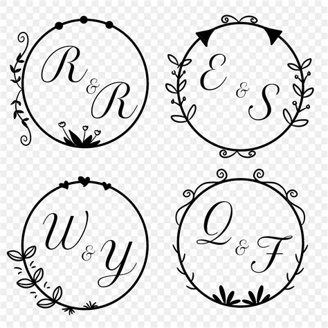Wedding Monogram Set, Wedding Drawing, Wedding Sketch, Wedding Monogram PNG Transparent Clipart ...