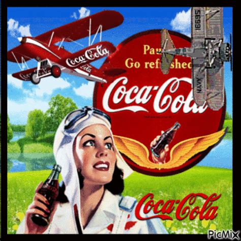 Vintage Woman Piolet and Coca Cola - Free animated GIF - PicMix